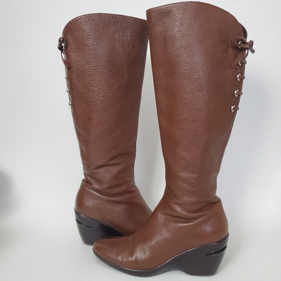 Cole Haan Shoes - Cole Haan Nike Air lace back leather wedge boots